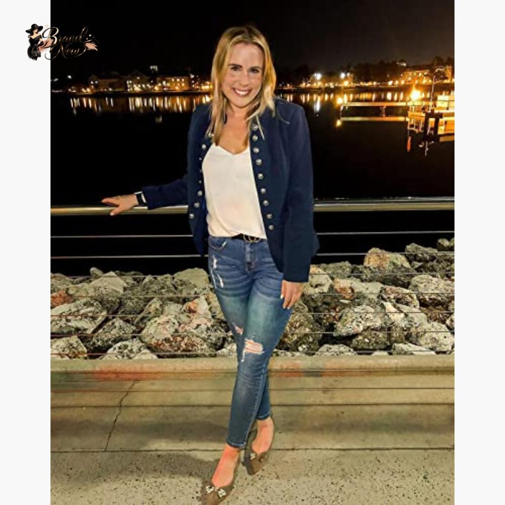 Polyester Blazer With Buttons Pockets Open Front … - image 5